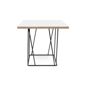 Tone Hone Konferenční stolek Boko 50 x 40 cm (Bílá (mat) s překližkovými hranami a černou ocelí)