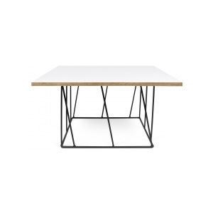 Tone Hone Konferenční stolek Boko 75 x 40 cm (Bílá (mat) s překližkovými hranami a černou ocelí)