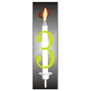 Dortová svíčka reflexní číslo 3 - PREZENT