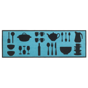 Modrá kuchyňská předložka - délka 150 cm a šířka 50 cm