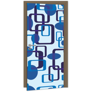 Dimex | Samolepicí fototapeta na dveře - Blue Squares (Modré čtverce) | 95 x 210 cm