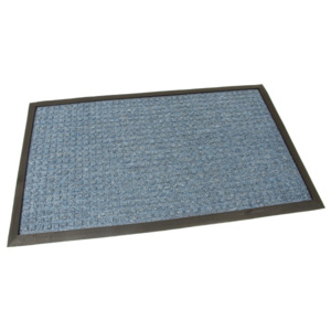 Modrá textilní vstupní venkovní čistící rohož Little Squares, FLOMAT - délka 45 cm, šířka 75 cm a výška 1 cm