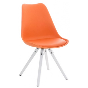 Židle Lona / podnož hranatá bílá, oranžová