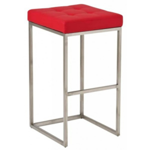 Barová stolička Anita, výška 77 cm, nerez-červená