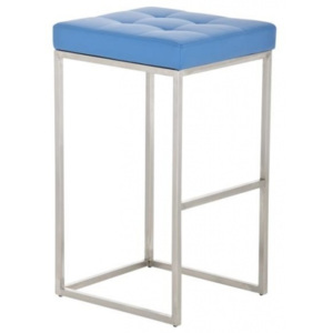 Barová stolička Anita, výška 77 cm, nerez-modrá