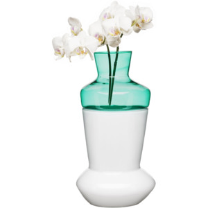 Dvojdílná váza SAGAFORM Duo | bílá-tyrkysová
