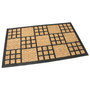 Kokosová čistící venkovní vstupní rohož Square Mix, FLOMAT - délka 45 cm, šířka 75 cm a výška 1 cm