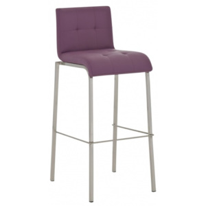 Barová židle Sarah Leder, výška 78 cm, nerez-fialová