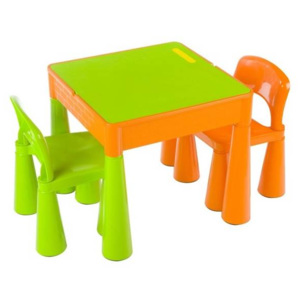Dětský nábytek Cosing MAMUT plastový stoleček a 2 židličky zelený/oranžový