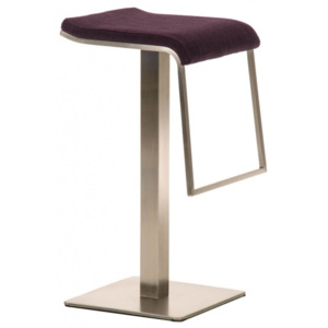 Barová židle Prisma, látkový potah, výška 85 cm, nerez-fialová