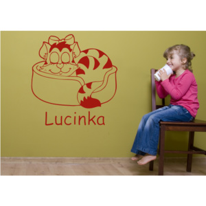 Nomia Pro | Samolepky na zeď - Kočička v košíku | 43 x 50 cm