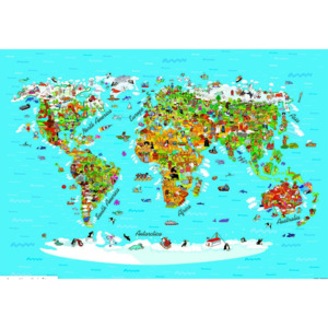AG Desing |Dětská vliesová fototapeta mapa světa FTNS 2441 | Rozměr 360 x 270 cm