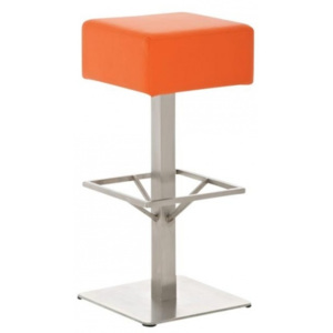Barová židle Rubicon, výška 76 cm, nerez-oranžová
