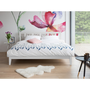 Bílá dřevěná manželská postel 160x200 cm - CALAIS