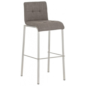 Barová židle Sarah, látkový potah, výška 78 cm, nerez-šedá
