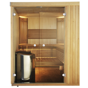 Dveře do sauny dvoukřídlé HARVIA, STRAIGHT 13x19, olše/osika, čiré/bronz
