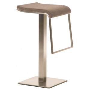 Barová židle Prisma, látkový potah, výška 78 cm, nerez - šedá