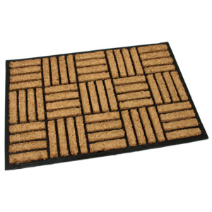 Kokosová vstupní venkovní čistící rohož Lines - Squares, FLOMAT - délka 60 cm, šířka 90 cm a výška 2,2 cm