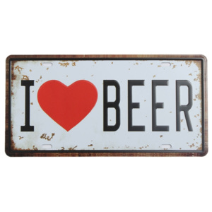 Vintage cedule s nápisem I Love Beer