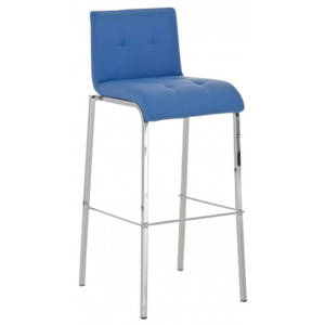 Barová židle Sarah Leder, výška 78 cm, chrom-modrá