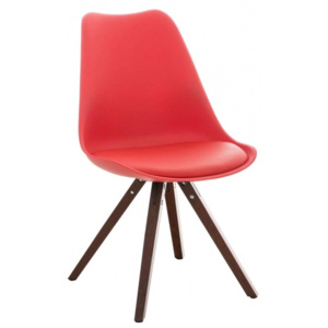Židle Lona / podnož hranatá ořech, červená