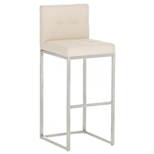 Barová židle Thevis, výška 77 cm, nerez, látkový potah, krémová