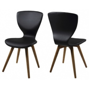 Jídelní židle s dřevěnými nohami Bessy - SET 2 ks, černá