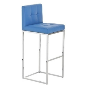 Barová židle Thevis - SET 2 ks, modrá, chromovaná podnož