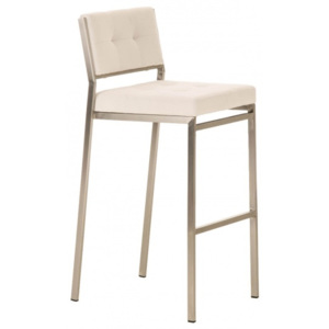 Barová židle Mongomery, výška 77 cm, nerez, látkový potah-bílá