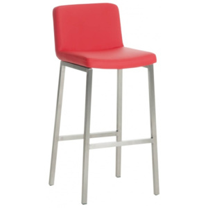 Barová židle Elisha koženka, výška 77 cm, nerez-červená