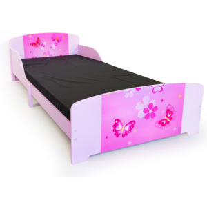 Homestyle4U Dětská dřevěná postel Motýlci