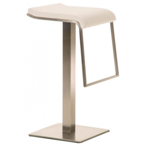 Barová židle Prisma, látkový potah, výška 78 cm, nerez - bílá
