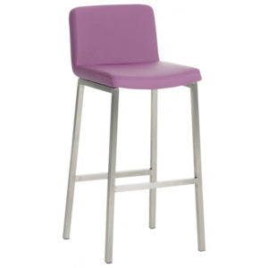 Barová židle Elisha koženka, výška 77 cm, nerez-fialová