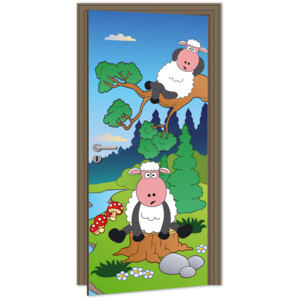 Dimex | Samolepicí fototapeta na dveře - Sheep (Ovečky) | 95 x 210 cm