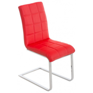 Jídelní židle Katrine s kovovou podnoží chrom, červená