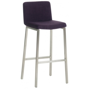 Barová židle Elisha, látkový potah, výška 77 cm, nerez-fialová