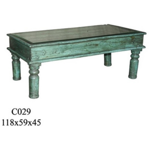 Konferenční stolek Antic zelený, indický koloniální nábytek