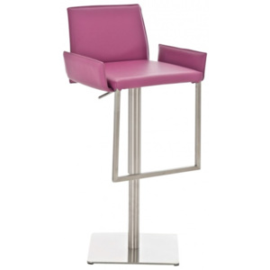 Barová židle s nerezovou podnoží Amanda, kůže, fialová
