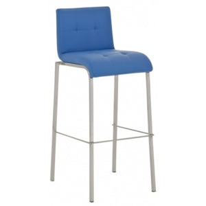 Barová židle Sarah Leder, výška 78 cm, nerez-modrá