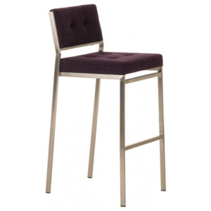 Barová židle Mongomery, výška 77 cm, nerez, látkový potah-fialová
