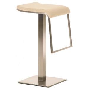 Barová židle Prisma, látkový potah, výška 85 cm, nerez-krémová