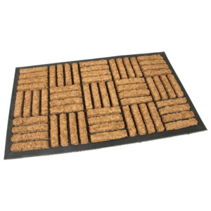 Kokosová čistící venkovní vstupní rohož Lines - Squares, FLOMAT - délka 45 cm, šířka 75 cm a výška 2 cm