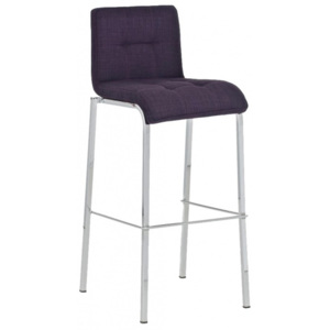Barová židle Sarah, látkový potah, výška 78 cm, chrom-fialová