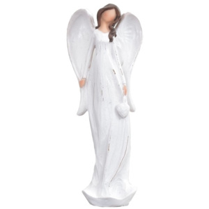 Dekorativní anděl bílý, se srdíčkem 19 cm