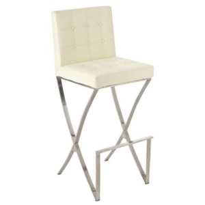Barová židle DesignX, výška 78 cm, nerez-krémová