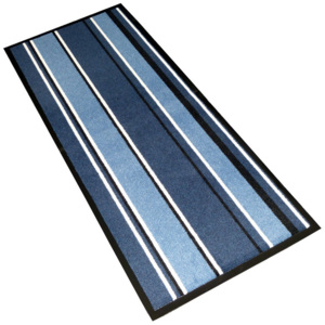 Modrá textilní čistící vnitřní vstupní rohož do úzkých prostor - délka 150 cm, šířka 60 cm a výška 0,7 cm