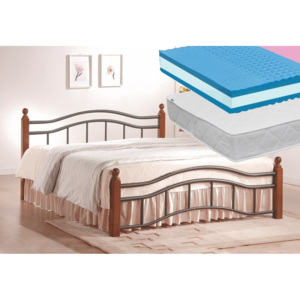 Manželská postel 160x200 cm v klasickém stylu s roštem a matrací KN368