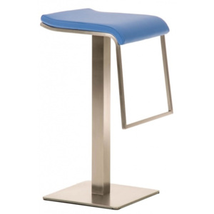 Barová židle Prisma koženka, výška 78 cm, nerez - modrá