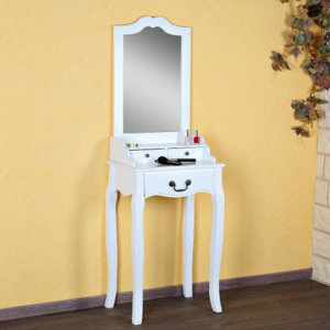 Toaletní stolek Napoleon se 3 zásuvkami a zrcadlem, bílý