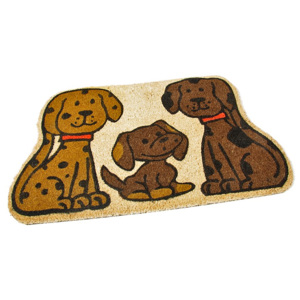 Kokosová vstupní venkovní čistící rohož Happy Dogs, FLOMAT - délka 45 cm, šířka 75 cm a výška 1,7 cm
